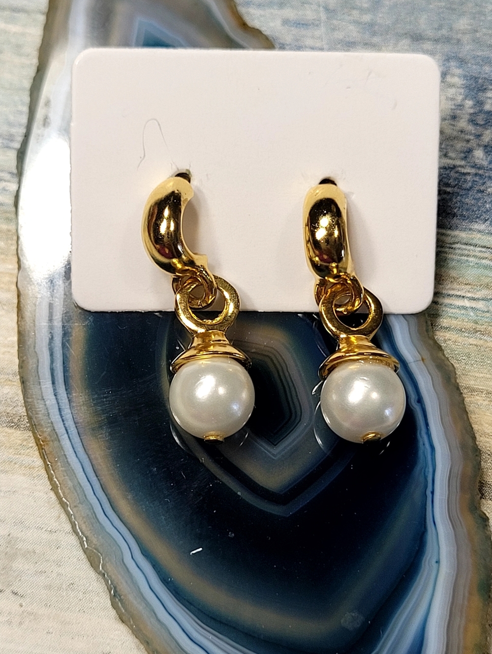 Gold Pearl Drop Earrings - Elegant Women's Jewelry